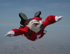 Santa getting in some practice for the predicted high winds.
