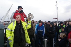 Dermot Quigley speaking at the rally.