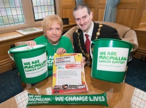 Mayor Martin Reilly and Deirdre Campbell, from Macmillan Cancer Support. Photo: Martin McKeown. Inpresspics.com. 