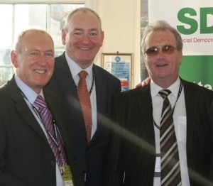 Paul Goggins (left) pictured during a visit to Derry with SDLP Foyle MP Mark Durkan (centre) and RIchard Moore from Children in Crossfire.