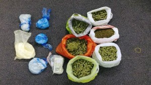 The suspect drugs seized in Derry yesterday.