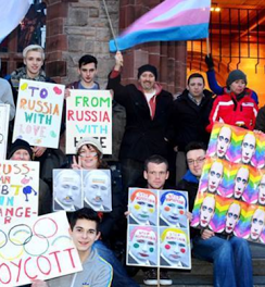 Protestors taking part in the  homophobia rally in Derry.