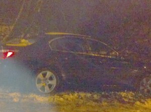 The boack BMW which left the road at "The Bywash" in Derry.