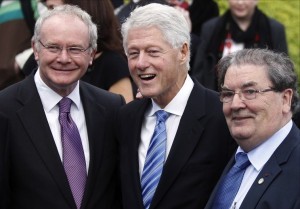US President Bill Clinton with Martin McGuinness and John Hume.