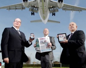 NI Travel News directors Jonathan Adair (left) and Brian Ogle (right) with Ciaran Mulligan of digital edition partner Multitrip.com. 