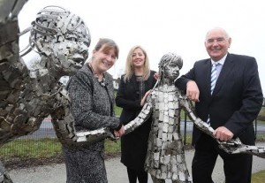 Anne Molloy, Creggan Enterprises, Carol Cunningham, Unheard Voices Project Coordinator, and  Winston Patterson, International Fund for Ireland, at the launch of the Unheard Voices Project at the Rath Mor Centre. Photo Lorcan Doherty Photography