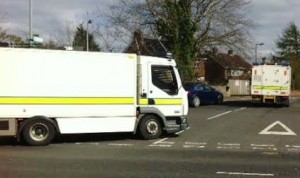 The Army bomb squad heading to the scene of the security alert in Strabane