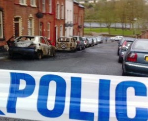 The scene at Moat Street following this morning's arson attack.