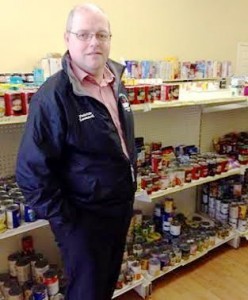 Patrick Leonard visiting the Strabane food bank.