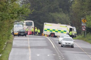 The scene of today's fatal crash near Newtowncunningham. (Photo: NW Newspix)