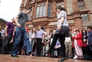 Old style step dancing during last year's Fleadh in Guildhall Square. Photo Lorcan Doherty Photography
