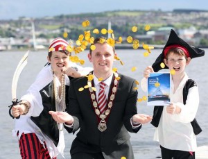 Alderman Gary Middleton, Deputy Mayor of Derry, getting in the mood for the LegenDerry Maritime Festival.