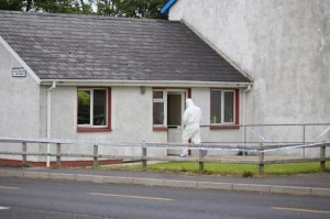 A Garda forensic officer at the scene of Friday night's stabbing in Carndonagh.