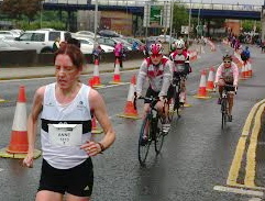 Ann Carroll on her way to winning the ladies' race.