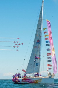 The Red Arrows fly overhead as the Derry Clipper sets off on race 15 from Greencastle.