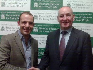 Foyle MP Mark Durkan campaigning for compulsory financial education in schools with Martin Lewis, the creator of the UK’s biggest money advice website MoneySavingExpert.com.