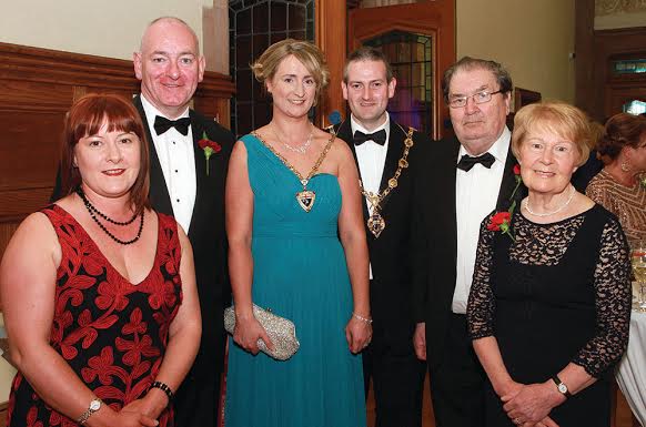 Mayor Cllr Martin Reilly and Mayoress Bronagh Reilly with guests (from left), Jackie Durkan, SDLP Foyle MP Mark Durkan, John and Pat Hume. 