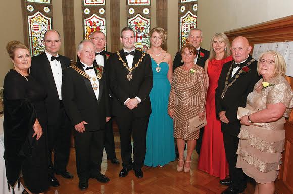 Top table guests (from left), Sharon O’Connor, chief executive and Town Clerk of Derry City Council, Greg Burton (US Consult), Mayor of Buncrana Cllr Peter McLaughlin, Prof Robert Bowman, Caroline NcCarney, John Kelpie, chief executive, Derry City and Strabane District Council, Shauna Kelpie, Deputy Mayor of Limerick Cllr Kieran O’Hanlon and Mary O’Hanlon.