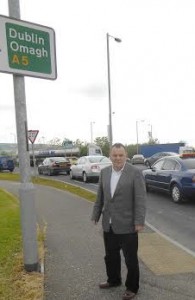 Cllr McHugh at the Asda roundabout.