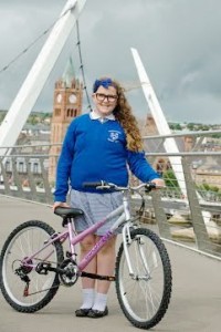 Mia with her new bike.