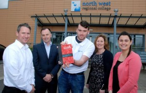 Dee McCafferty (Volutneer Business Adviser), Paul McGarrigle (NWRC Tutor), David McCombe (Brand C), Clare McGee (Young Enterprise NI North West Area Board) and Bronagh Doherty (Young Enterprise NI Development Manager).