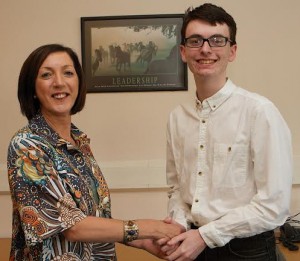  Mayor Brenda Stevenson congratulates Thomas Chambers on his election as Young Mayor.