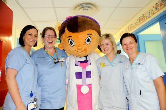 Staff with Dr McDuffin when he visited the Children's Ward at Altnagelvin Hospital.