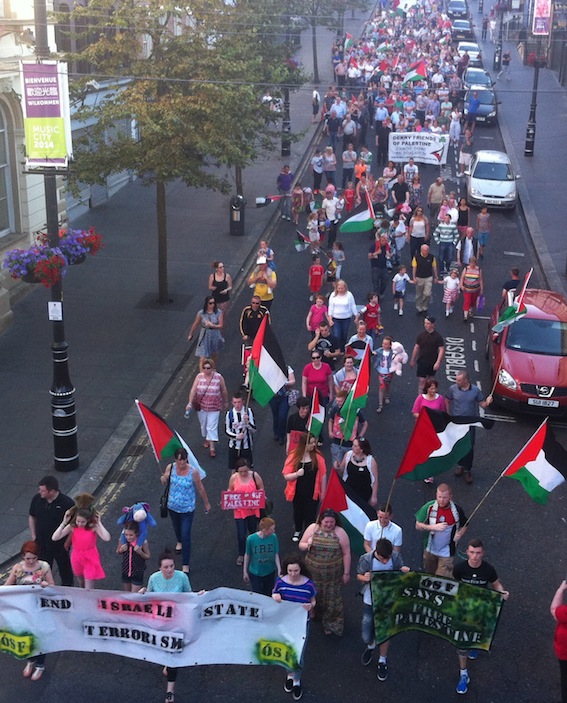 The march making its way down Shipquay Street into Guildhall Square.