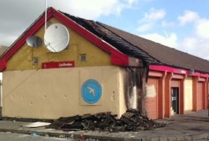 The bookmakers office at Creggan shops which was badly damaged in a recent arson attack.