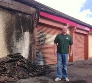 Cllr Kevin Campbell at the scene of the fire.