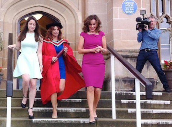 Roma with daughter Reilly and and Professor Deirdre Heenan, Pro Vice Chancellor and Provost of the University of Ulster at Coleraine and Magee.