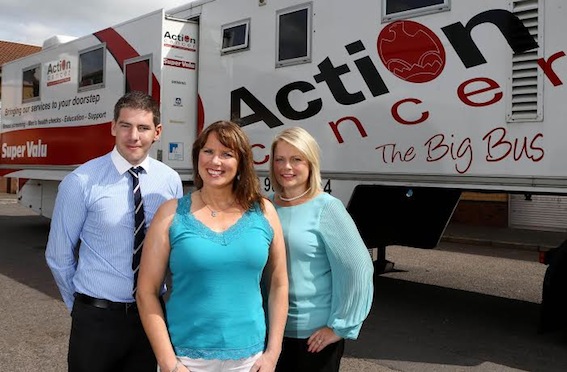 Action Cancer patron Nuala McKeever, centre, with Sean Conlon from the charity and SuperValu marketing Mmanager Donna Morrison.