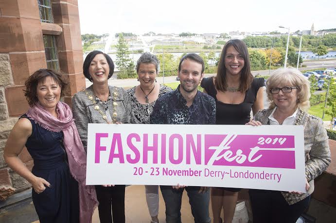 Mayor of Derry, Brenda Stevenson at the launch of Fashion Fest withh Deirdre Wilde, Jacqui O’Hara, Christopher Reid, Tara Nicholas, Derry City Council and Helen Quigley, Inner City Trust.