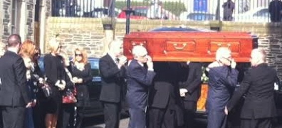 Gerry's remains being carried into St Eugene's Cathedral.