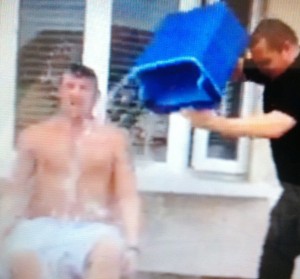 Former Derry City captain Kevin Deery completing his "ice bucket challenge."