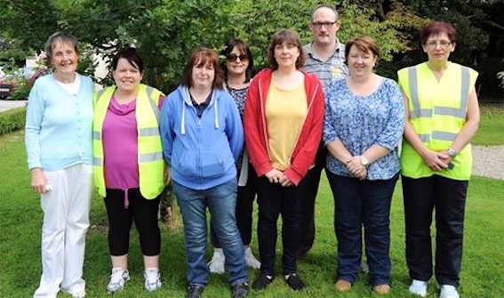 Some of the walking group members  Lilly McGeady, Care Development Worker Carmel Corrigan, Tina Conwell, Chairperson of Social Butterflies Clare Gillespie, Jenny Carruthers, David Carruthers, Michelle Owens and Rhonda McNeill.