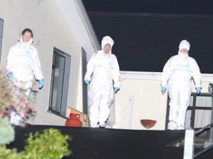 Gardai forensic officers at the scene last night.