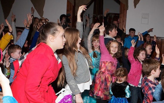 Youngsters enjoying the Hallowe'en fun.