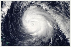 Hurricane Gonzalo pictured from space as it moved across the Atlantic.