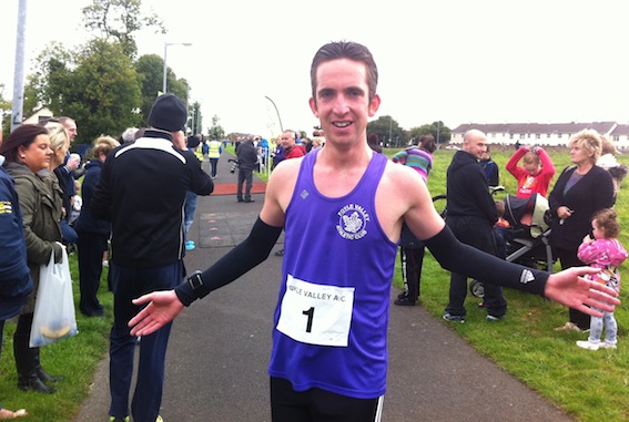 Scott Rankin celebrates winning today's Marty's Run.