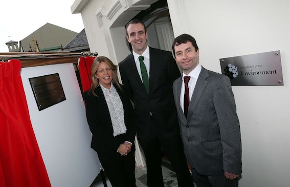Environment Minister Mark H. Durkan with DOE Planning Chief, Fiona McCandless, and Mel Higgins, Chief Executive, ILEX. Photo Lorcan Doherty Photography