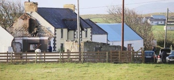 The badly damaged house at Malin Head outside which Mr McLaughlin's body was found. Photo: North West Newspix