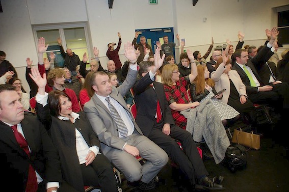 SDLP members voting for Mr Durkan to represent the party at next May's Westmiinster election. Photos: Stephen Latimer.