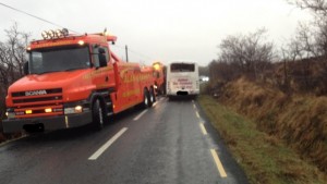 The scene of the bus crash in Co Donegal yesterday