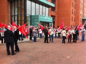 NIPSA protest Lighthouse building