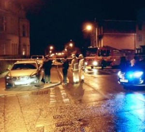 Police in Derry at the scene of the explosion at Probation Offices in Crawford Square