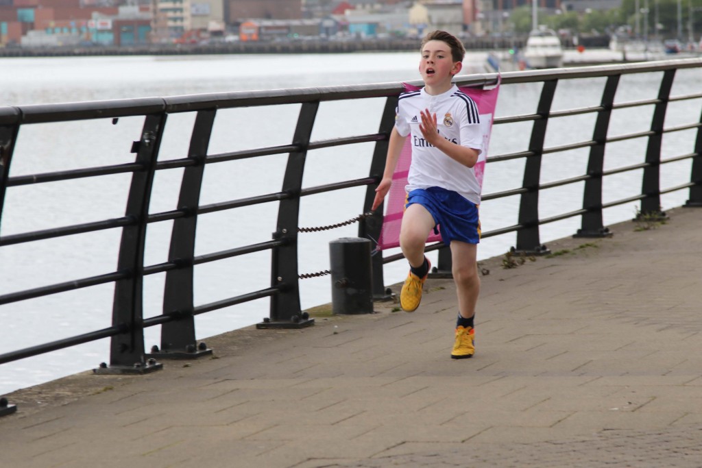 Winner of the children's race in memory of Caolan McCrossan