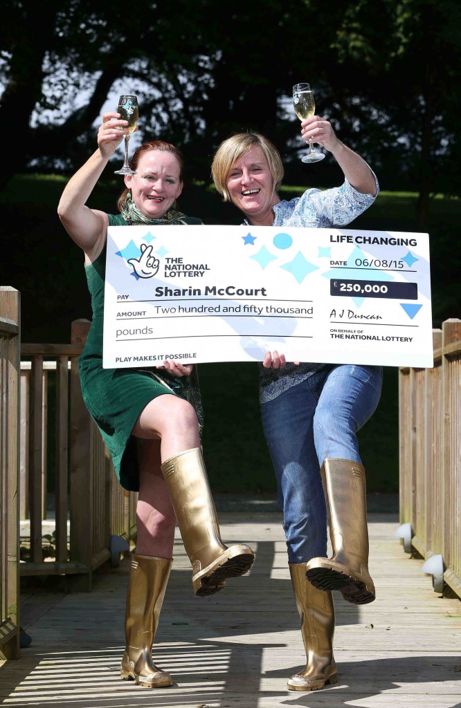 Festival loving Sharin McCourt (42) from Derry celebrated with her best friend, also called Sharon, after she scooped a life-changing £250,000 on a National Lottery scratchcard.  .
