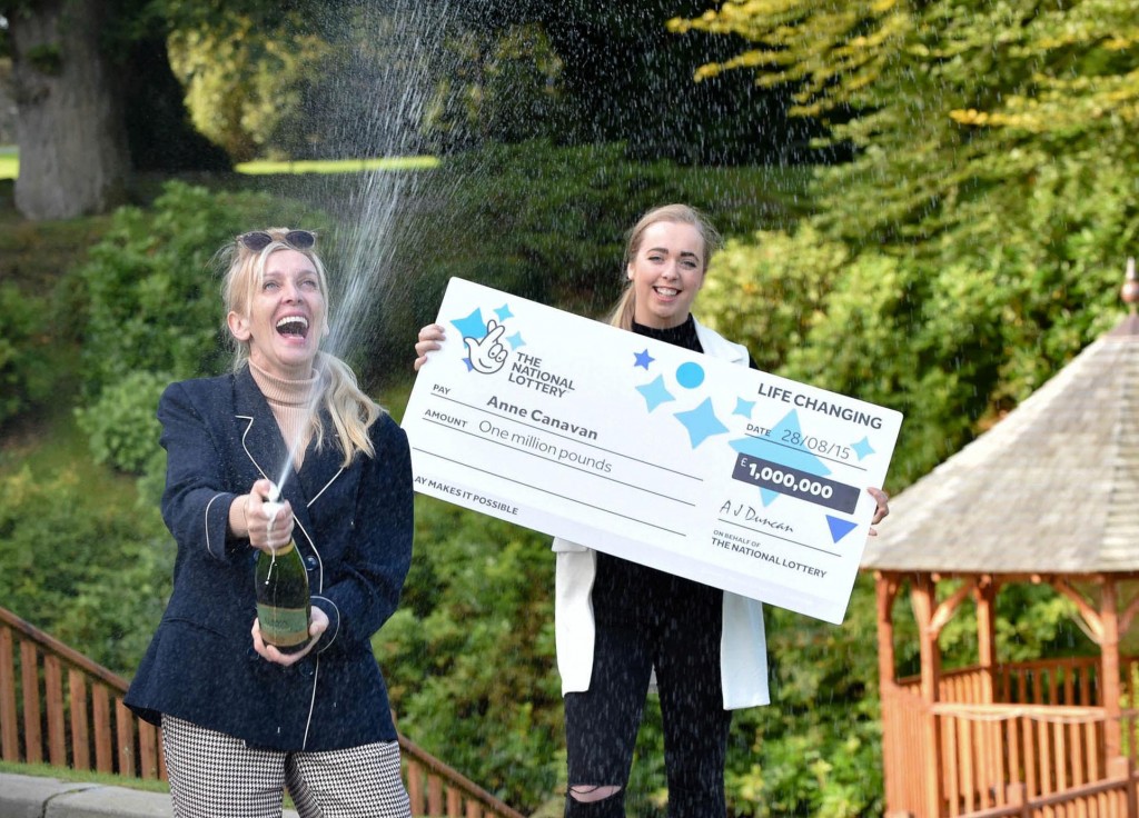 CHAMP-ANNE!!!  Derry-based inventor Anne Canavan and daughter Cressida celebrate after the mum of four became Northern Irelands latest National Lottery millionaire.  Not only did Anne scoop a life-changing £1 MILLION in the EuroMillions Mega Friday Draw, but she will also sail away with an exclusive luxury Private Island Getaway for herself and her four children on the tropical paradise of Song Saa Island in Cambodia.   PHOTO TAKEN BY SIMON GRAHAM / HARRISON PHOTOGRAPHY.