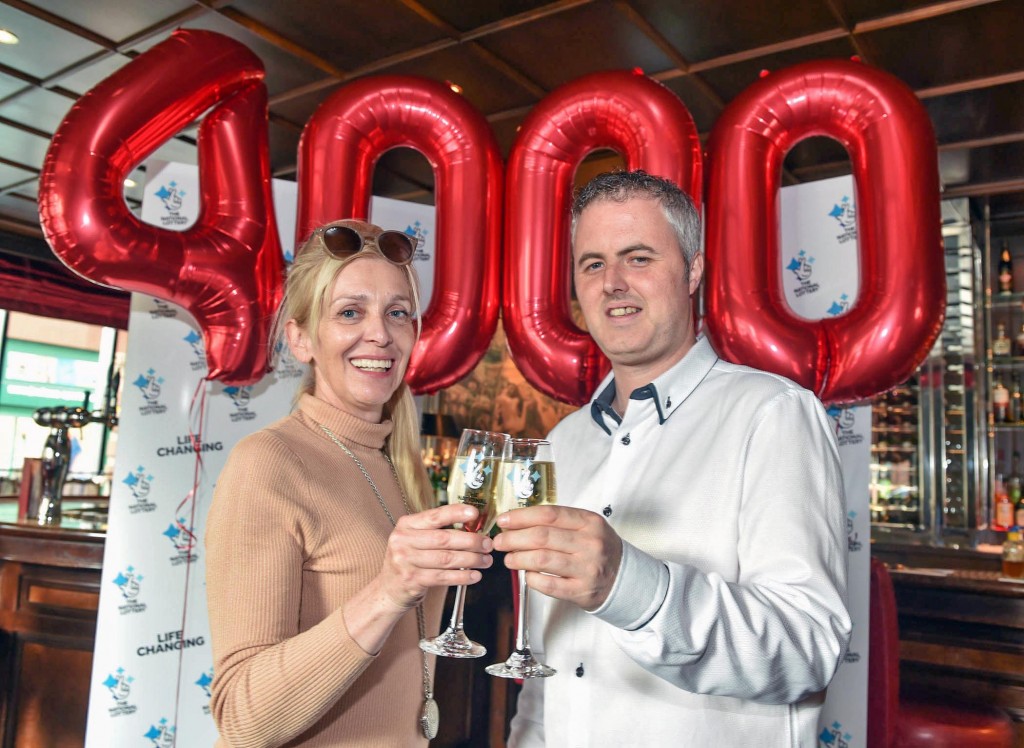 Lottery millionaires Anne Canavan who struck lucky in the EuroMillions Mega Friday Draw in which she won £1 million and an exclusive private island getaway in the Cambodian Island and Martin McKenna who won £1 million on a Millionaire 777 Red scratchcard.  